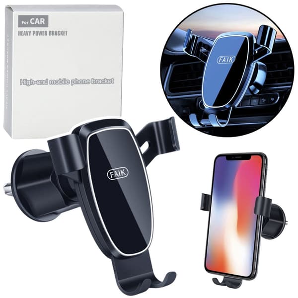 Mobilholder bil luftventil gravitation 360° rotation sort universal