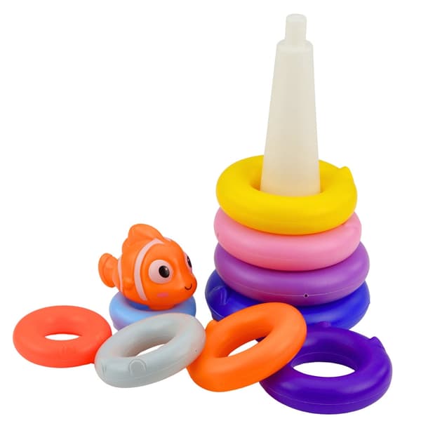 Ringetårn stablelegetøj med fisk 10 dele plast 29 cm