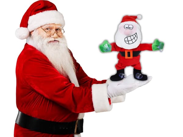 Dansande och sjungande jultomte med sugkoppar 30 cm