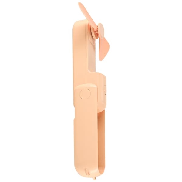 Sammenklappelig mini håndventilator USB-C 3 hastigheder powerbank 1200 mAh rosa