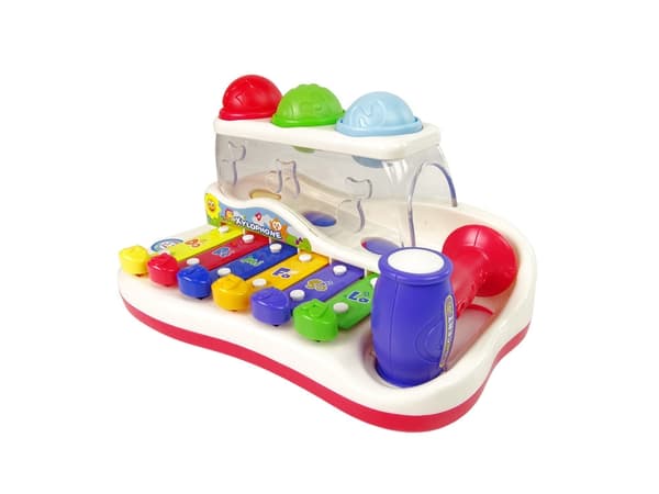Dulcimer/xylofon legetøj 6 knapper med kølle og 3 bolde 18+ mdr