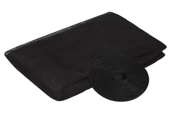 Myggenet til vindue polyester sort 180x150 cm med selvklæbende kardborre