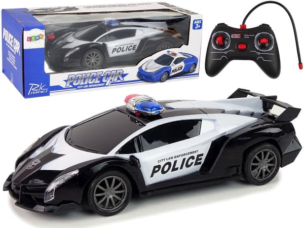 Radio-ohjattava poliisiautolelu 1:16 LED-valoilla 24 cm