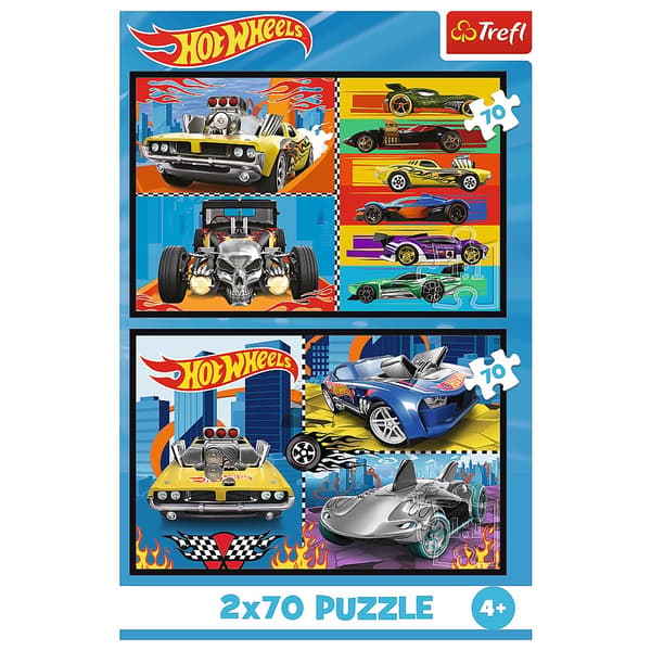 Puslespil 2-pack 70 brikker Hot Wheels til børn