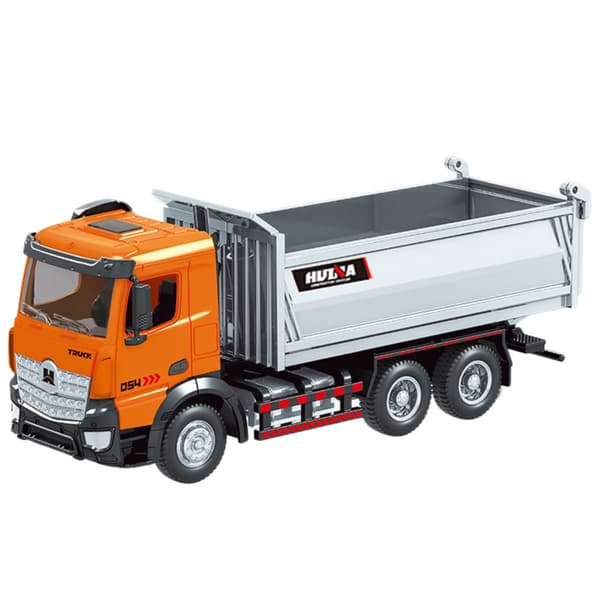 Dump truck modell 1:50 metall/ABS med rörlig tippflak orange/silver