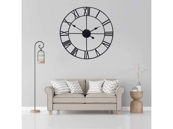 Seinäkello 50 cm roomalaiset numerot äänetön mekanismi musta
