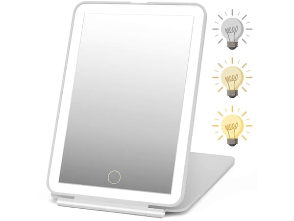 Meikkipeili LED-valaistuksella valkoinen 13,5x20 cm ladattava micro USB