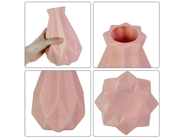 Plastvase 20 cm 1,5 L geometrisk form, blandede farver (tilfældig)