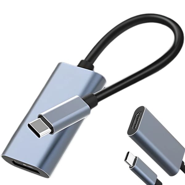 USB-C–HDMI-adapteri 4K 60Hz 18 cm kaapeli, hopea/musta