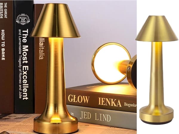 Bordlampe LED touch dæmpbar 3 lysindstillinger genopladelig guld 23,5 cm