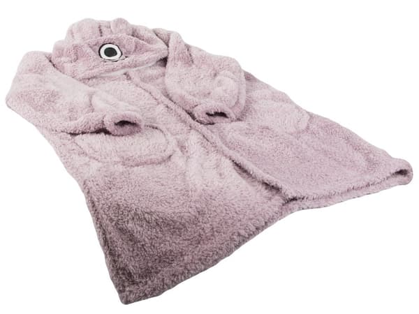 Sweatshirt-tæppe oversize med hætte og knapper 100% bomuld lilla
