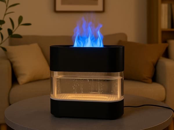 Ultralydsluftfugter 300 ml med LED-flammeeffekt aromaterapi USB-C