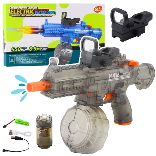 Sähköinen vesipyssy M416 450 ml ladattava USB, läpinäkyvä musta