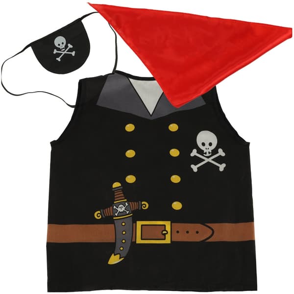 Piratkostume barn 3-8 år med øjenklap og hovedtørklæde polyester