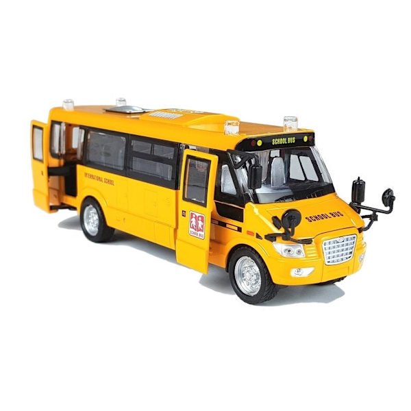 Legetøjsbus skolebus i metal 23 cm med lyd/lys og pull-back