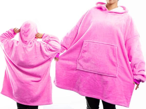 Vilttihuppari huppulla ja taskulla one size, rosa