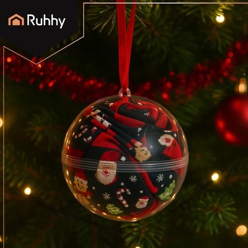Julstrumpor bomull 3-pack unisex julmotiv stl 38-43 med julkula