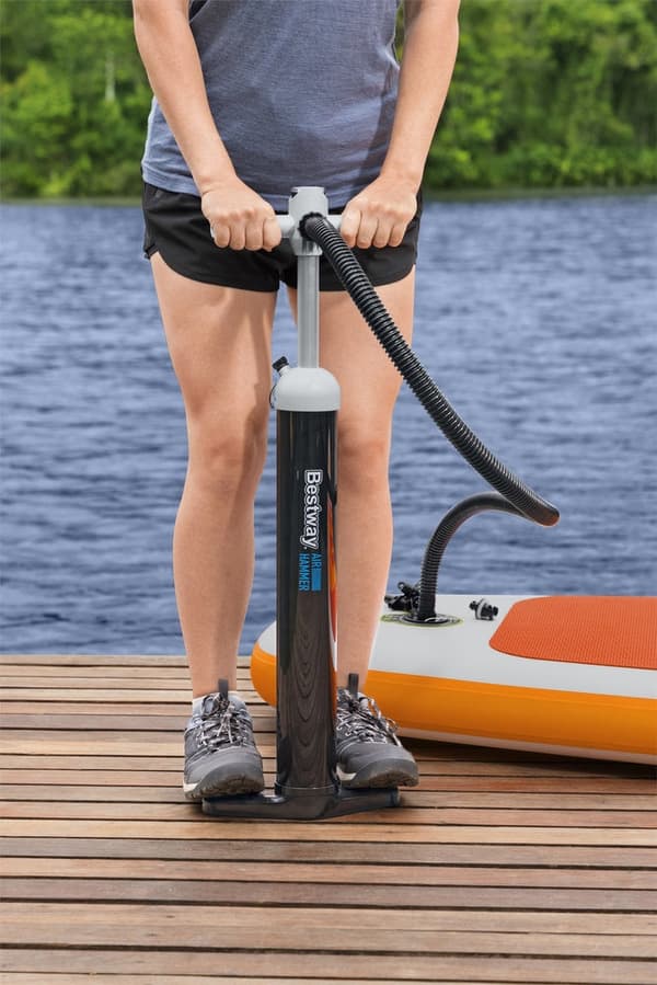 Högtryckshandpump med tryckmätare 5 adaptrar för SUP och luftmadrass