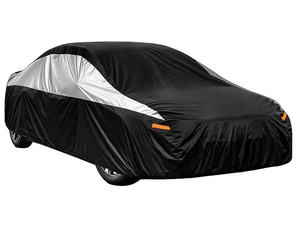 Bilovertræk XL vandafvisende plast 146x428x109 cm sort/grå