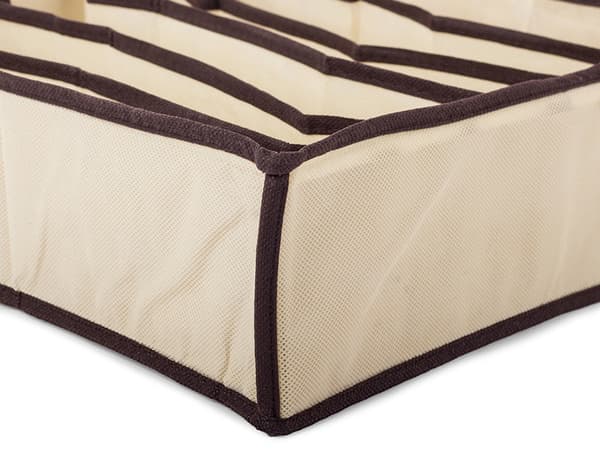 Undertøjsorganisator til skuffe 6 rum 34x30x10 cm beige