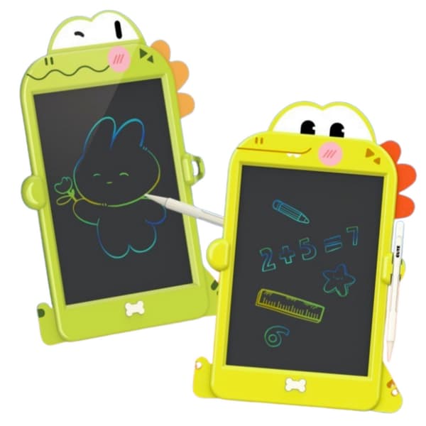 LCD tegneplade til børn dinosaurie med stylus og slet-knap 27,5 cm