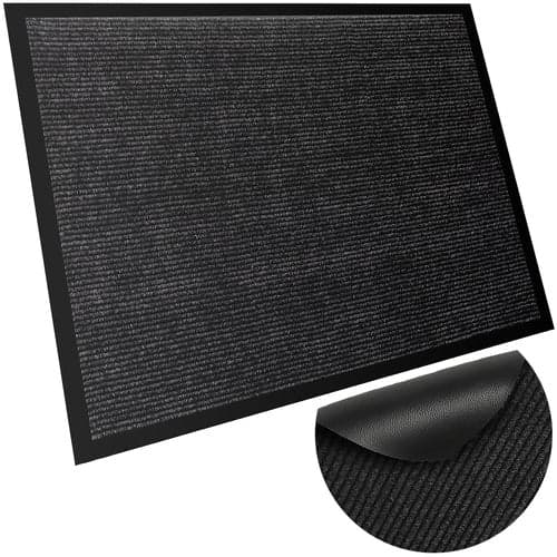 Dørmåtte gummi skridsikker PVC-bund sort/grå 58,6x88,2 cm