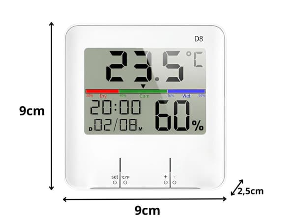 Vejrstation til indendørs brug med termometer/hygrometer ur 9x9 cm