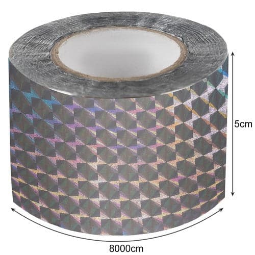 Fugleskræmmetape holografisk sølv 80 m x 5 cm vandafvisende