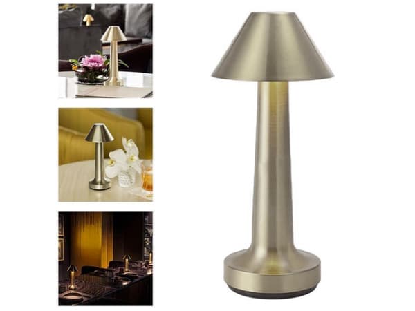 Bordlampe LED med touch og trådløs opladning, 3 niveauer, sølv, 23,5 cm