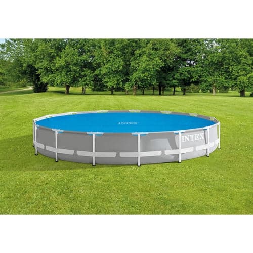 Solskydd poolöverdrag bubbelplast 448 cm för rund pool 457 cm blå