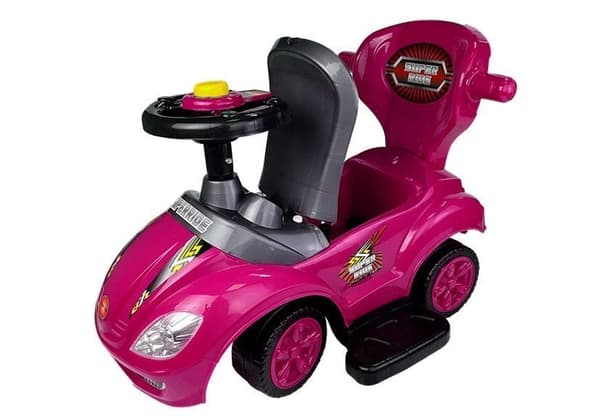 3-in-1 ajettava auto lapsille, vaaleanpunainen