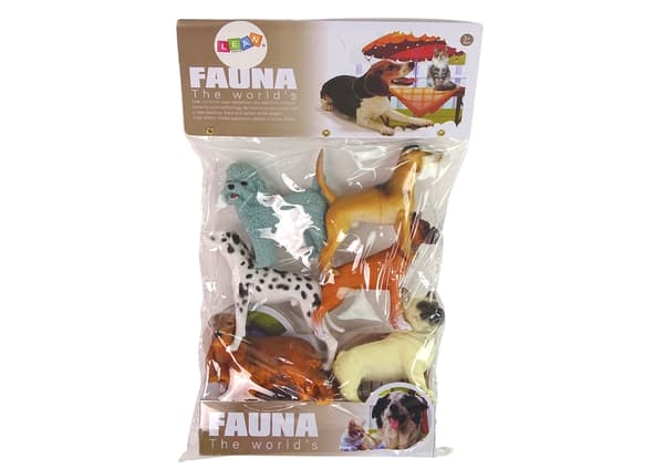 Hundefigurer 6-pack i hårdt gummi ca. 10 cm, legetøj 3+ år