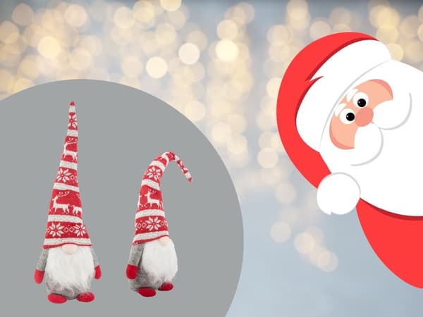 Jultomte dekoration plast grå med böjbar luva 48 cm