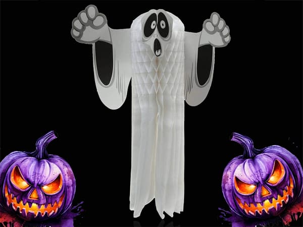 Hængende Halloween-spøgelse 3D papirsdekoration hvid 36 cm foldbar