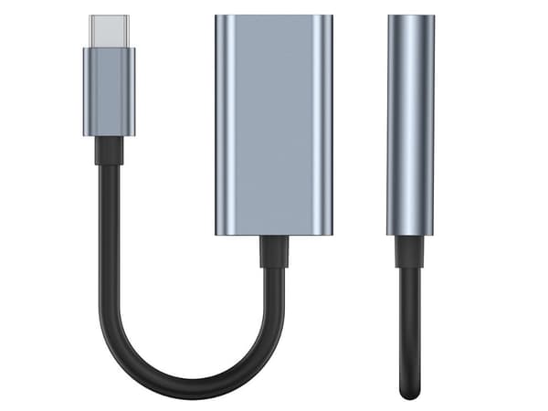 USB-C til HDMI-adapter 4K 60Hz 18 cm kabel sølv/sort
