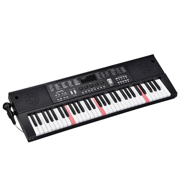 61-koskettiminen keyboard Key Lightillä, LCD, mikrofoni & nuottiteline, USB