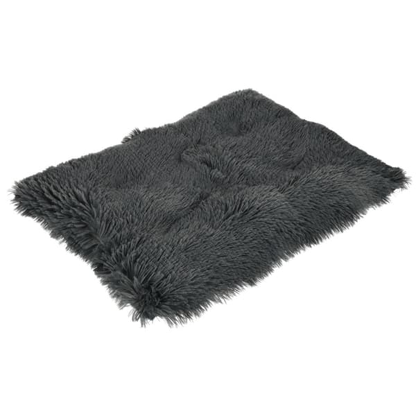 Kæledyrspude rund polyester 50x65x4 cm mørkegrå antiskrid