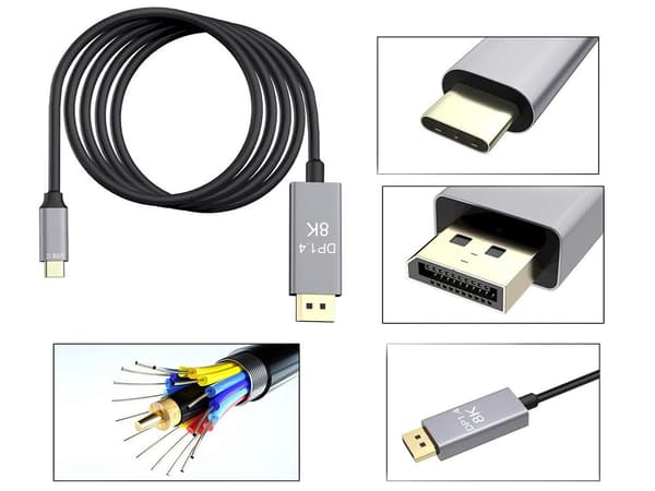 DisplayPort 1.4 - USB-C -kaapeli 1,8 m 8K 60 Hz kultapinnoitettu
