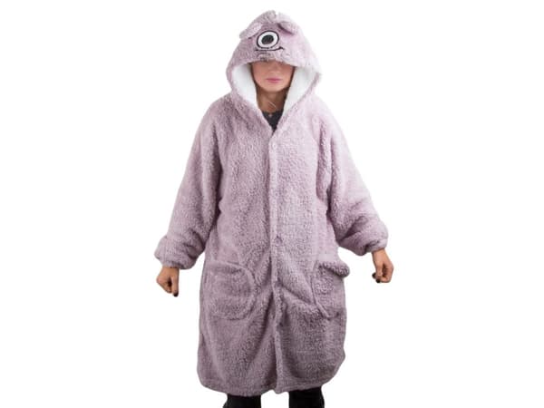 Oversize-sweatshirtpeitto hupulla ja napeilla 100 % puuvillaa liila