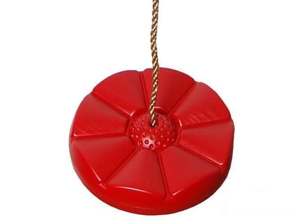 Barn gunga blomma med rep, plast röd, Ø27 cm, justerbart 110–190 cm