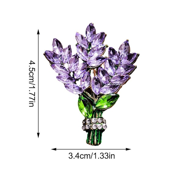 Vacker Kristall Lavendel Blomma Brosch Nål U7C4 purple ONE-SIZE