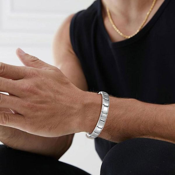 Italienskt modulärt klockarmband i rostfritt stål och amerikansk skarvning avtagbart elastiskt D0K3 Silvery 1pcs