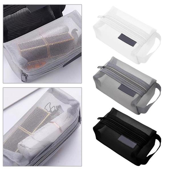 2024 Bärbar Fyrkantig Mesh Förvaringsväska Smink Kosmetikväska UK Ny L4Z5 grey 11*7*5cm