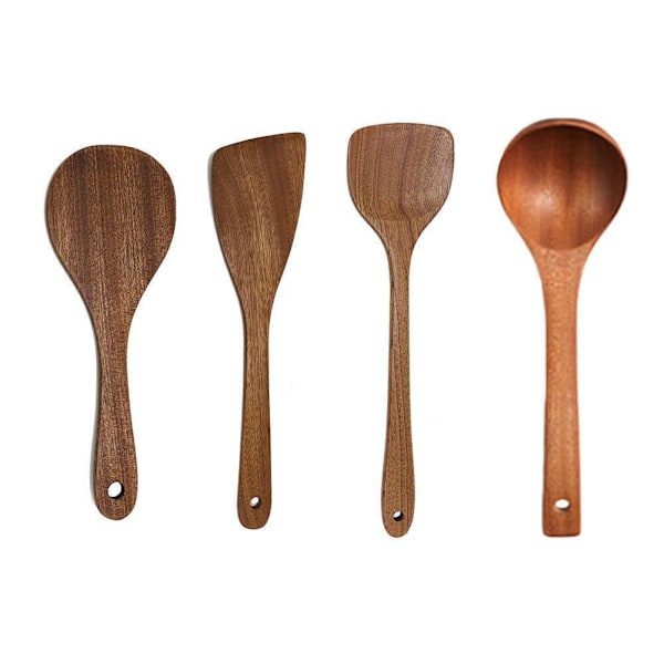 Ebony Trä Kök Matlagningsredskap Verktyg Spatel Sked Vändare H4U2 Round Spatula 21*7.6 cm