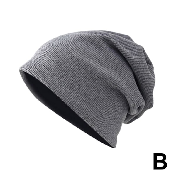 Enfärgad Stickad Mössa Tunn och Mångsidig Stickad Mössa Lös S Blue One size
