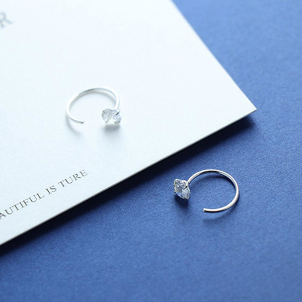 Örhängen Dam Zircon Earbone Ring Örhängen Simple Titanium St 8mm 1 pc