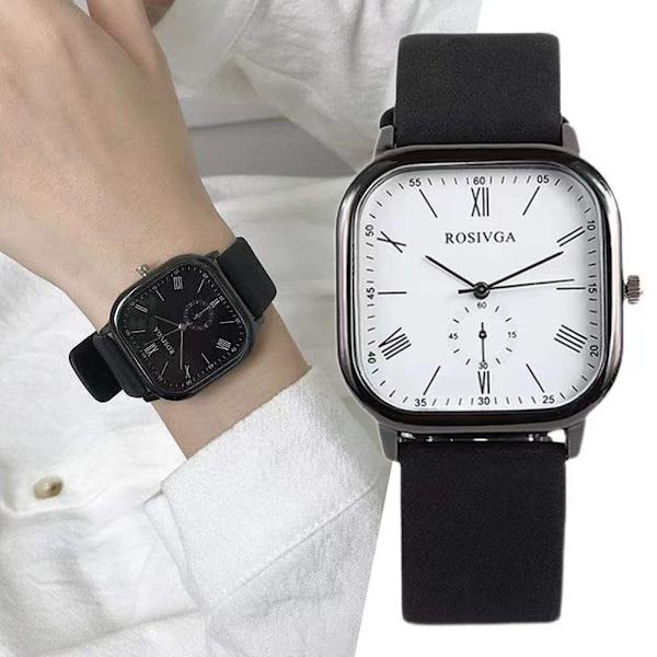 Fashion Damklocka Läderarmband Enkel Elegant Ins Stil Fyrkantig Quartzklocka A One size