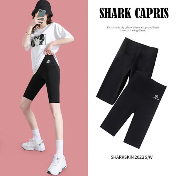 Dam Hög Midja Yoga Shorts Ficka Gym Cykling Biker Byxor Heta Sport G8C6.AU grey M40-50kg