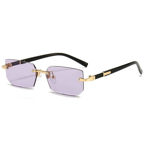 LIUZHIPENG Bågfria Solglasögon Retro Rektangel Ramlösa Färgade Purple 1pcs