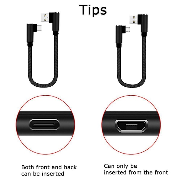 25cm kort laddningskabel armbåge USB C Typ C Micro USB 8Pin Cabl black for ios